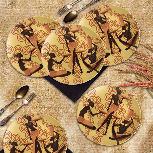 Afrikalı Kadınlar Pasta Tabağı 20 Cm 6 Adet - 18110 | Keramika