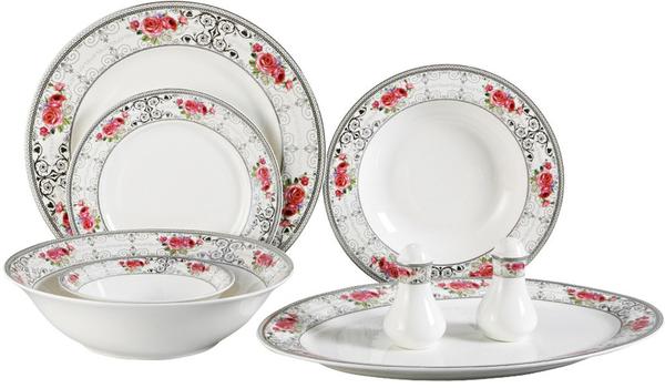 Almina 28 Parça Fine Çiçek Desenli Porselen Yemek Takımı | 6 Kişilik