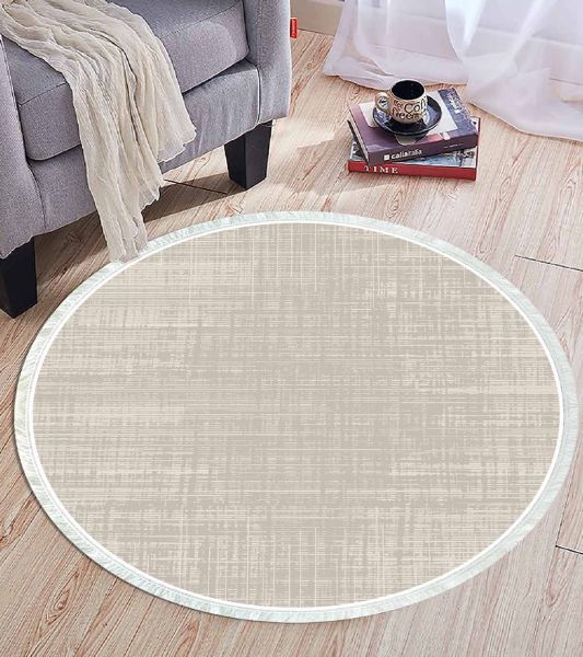 Birkilim Yuvarlak Yıkanabilir Dekoratif Halı İpeksi Kaymaz Taban | MLN-IP-YU-HT-389
