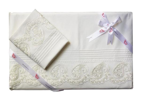 Französisches Guipure-Bettbezug-Set Coincidence gerippt Creme