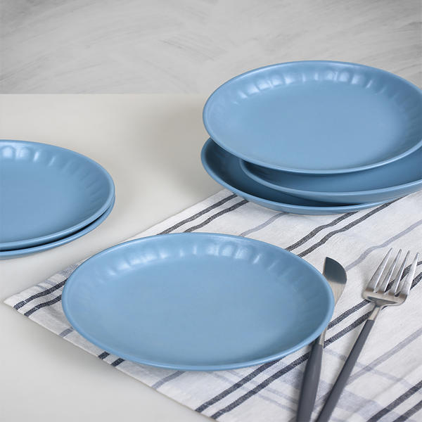 طبق حلوى باللوز الأزرق غير اللامع 13 سم 6 قطع | كيراميكا