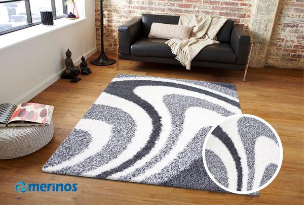 Merinos Shaggy Plus Halı Dalga Desenli | Gri | 7110-Grey
