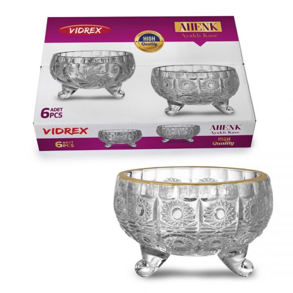 İpek Züccaciye | Ahenk Altın Yaldızlı 6'lı Cam Kase |AHE-6B/2