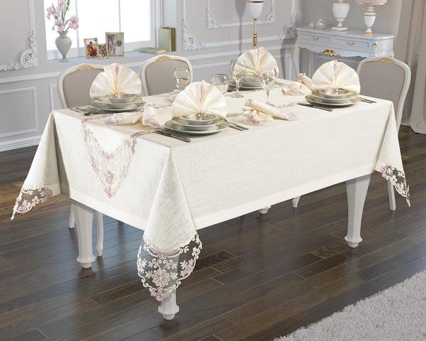 Sude Masa Örtüsü Takımı 26 Parça Krem