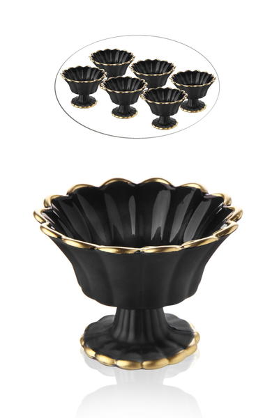 6 Pieces Gilded Glass Turkish Delight Holder & Snack Tk