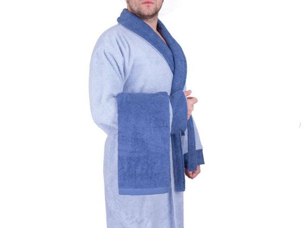 Dowery True Match Cotton Bathrobe Set مسحوق أزرق