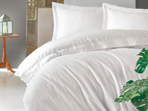 Ensemble de housse de couette double en satin élégant Cottonbox Blanc