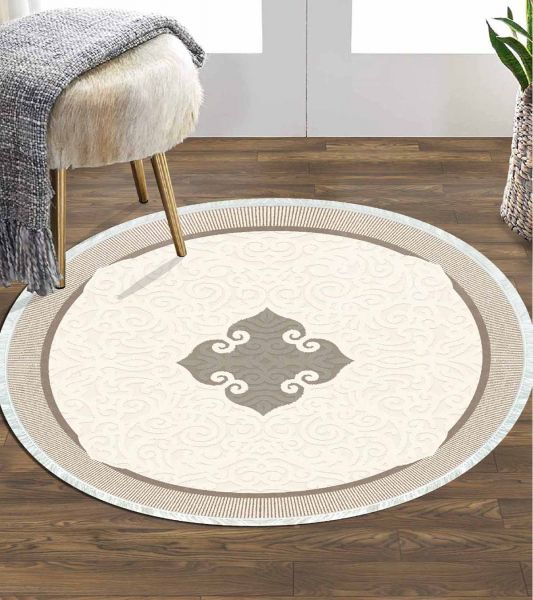 Birkilim Yuvarlak Yıkanabilir Dekoratif Halı İpeksi Kaymaz Taban | MLN-IP-YU-HY-986