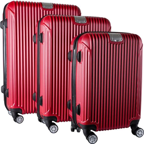 Star | Hard Case 3'lü Lüks Bavul Seti | 360° Dönen Tekerlekli | Kırmızı | TSA Kilitli | GP-0067-red