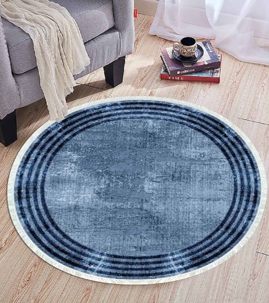 Birkilim Yuvarlak Yıkanabilir Dekoratif Halı İpeksi Kaymaz Taban | MLN-IP-YU-HT-488