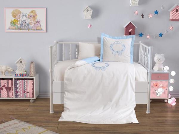 Baby Crown Luxury Embroidered Duvet Cover Set Blue