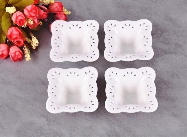 Mercan Porselen Dantelli Sade Mini 6'lı Çerezlik LVN-741