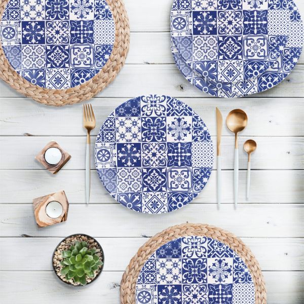 Blue Pattern Ege Servis Tabağı 25 Cm 6 Adet - 17926 | Keramika