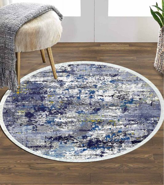 Birkilim Yuvarlak Yıkanabilir Dekoratif Halı İpeksi Kaymaz Taban | MLN-IP-YU-HT-1314