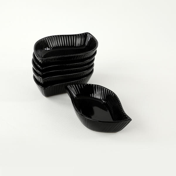 Schwarzer Reliefblattsnack 17 cm 6 Stück | Keramika