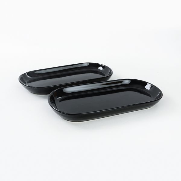 Siyah Noyan Kayık Tabak 2 Adet 28 Cm | Keramika