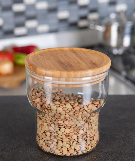 Acar | Bambu Kapaklı Külah Cam Kavanoz 0,55 Lt