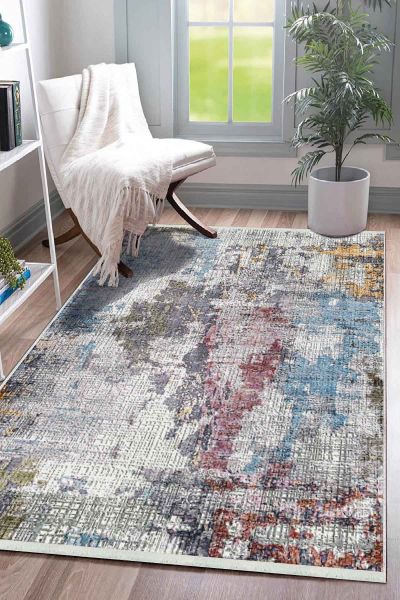 Birkilim Yıkanabilir Dekoratif Halı İpeksi Kaymaz Taban | MLN-IP-SD-382