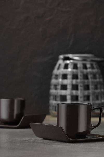 Kütahya Porselen Despina 4 Parça Kahve Takımı Siyah