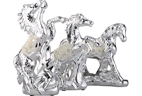 Almina 3'lü Dekoratif At Biblosu | Gümüş | Al-4618