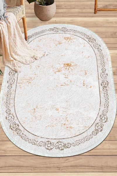 Birkilim Oval Yıkanabilir İpeksi Kaymaz Taban Dekoratif Halı | MLN-IP-O-SD-311