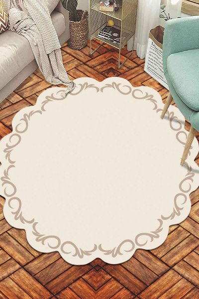 Birkilim Yuvarlak Yıkanabilir Dekoratif Halı İpeksi Kaymaz Taban | MLN-IP-SD-107