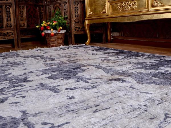 Latex Kaymaz Taban Dijital Baskı Kadife Halı Alaçatı Gri 150x220 Cm