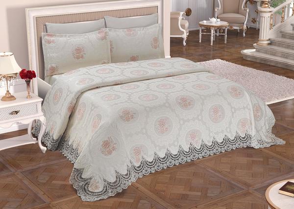 Fransız Güpürlü Çeyizlik Pike Takımı Gonca Pudra