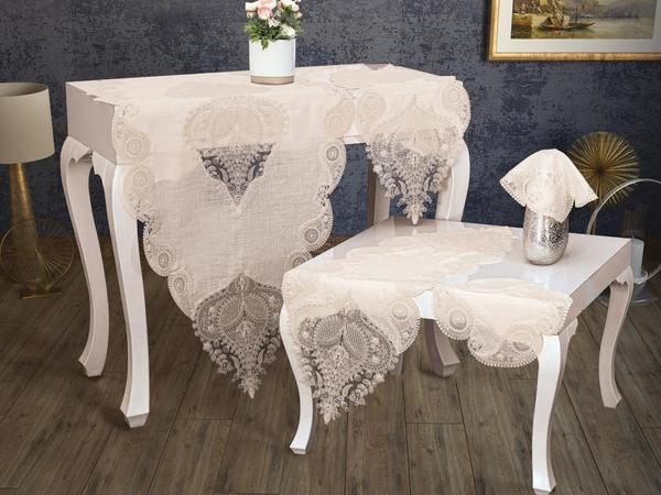 Zambak Ensemble de salon 5 pièces en lin crème