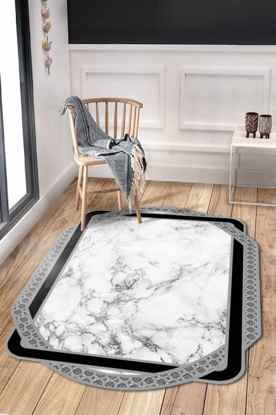 Birkilim Lazer Kesim Yıkanabilir İpeksi Kaymaz Taban Dekoratif Halı | MLN-IP-HY-1187