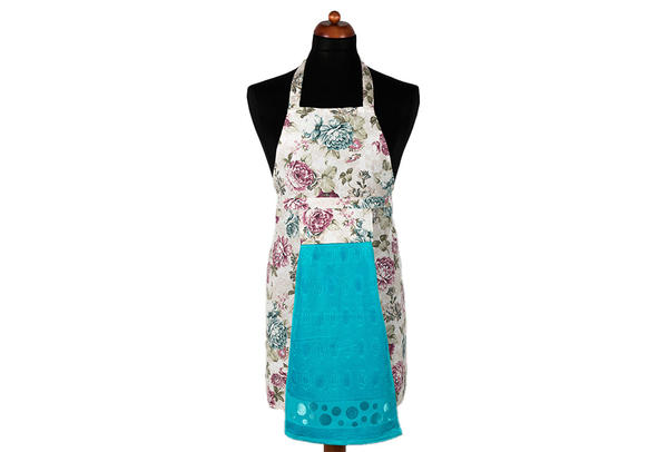 Dekonaz Mutfak Önlüğü | Turkuaz Havlu ve El Bezi Hediyeli | 73cm x 59cm