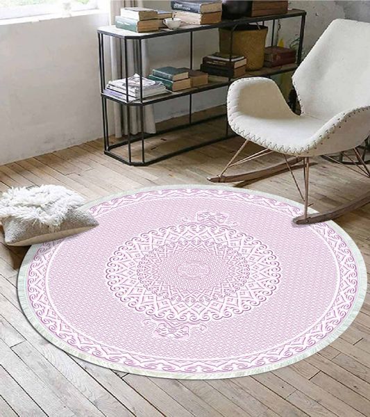 Birkilim Yuvarlak Yıkanabilir Dekoratif Halı İpeksi Kaymaz Taban | MLN-IP-YU-HS-565