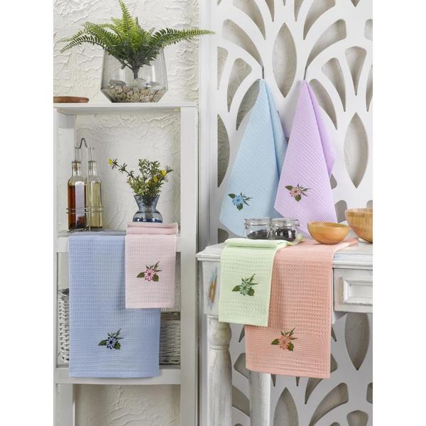 طقم فوط مطبخ 6 قطع 45X60- نمط زهرة