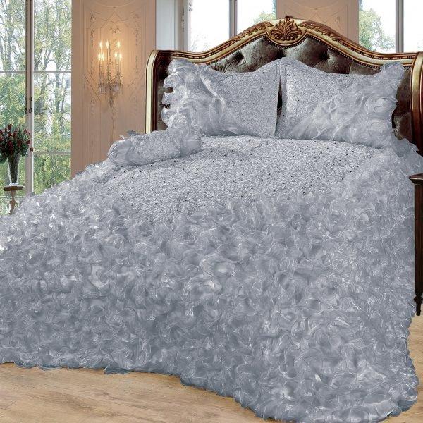 Dematex Gelincik Deluxe Saten Yatak Örtüsü Seti Çift Kişilik | Gri | 250x260cm