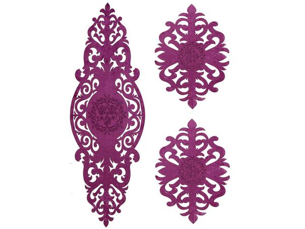 Roseart Velvet Living Room Set 3 Piece Plum