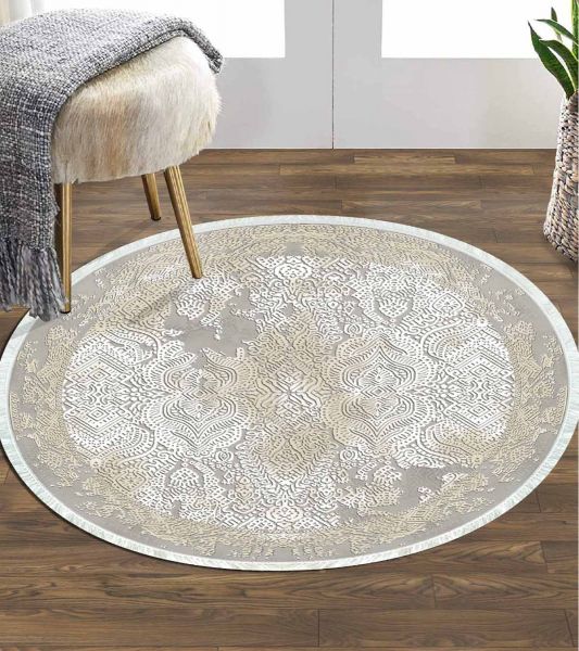 Birkilim Yuvarlak Yıkanabilir Dekoratif Halı İpeksi Kaymaz Taban | MLN-IP-YU-HY-1076