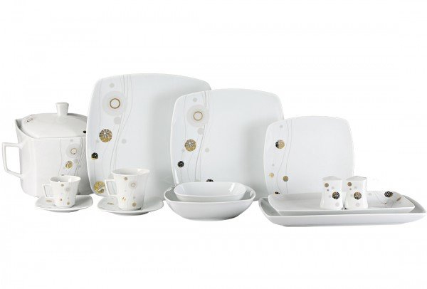 Kütahya Porselen Medusa 82 Parça Yemek Takımı | Kare | 12 Kişilik | 6694