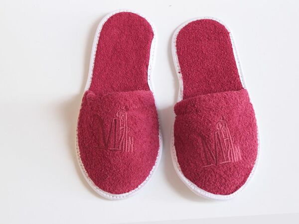 Bordo Harf Desenli Terlik Bordo