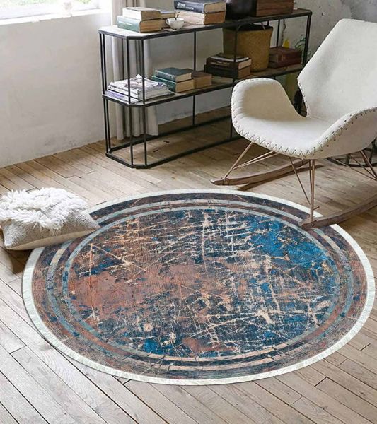 Birkilim Yuvarlak Yıkanabilir Dekoratif Halı İpeksi Kaymaz Taban | MLN-IP-YU-HY-1271