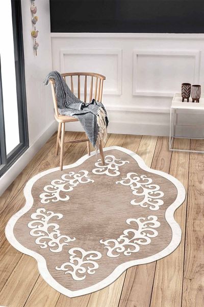 Birkilim Lazer Kesim Yıkanabilir İpeksi Kaymaz Taban Dekoratif Halı | MLN-IP-HT-1021