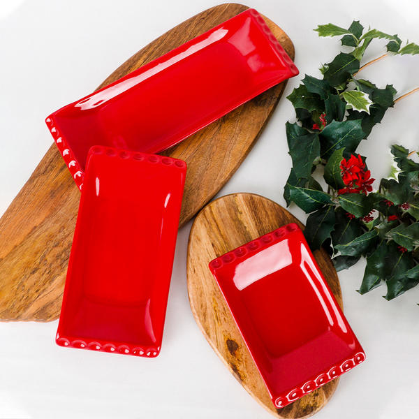 طبق كاياك سيلين أحمر 18-24-33 سم 3 قطع | كيراميكا