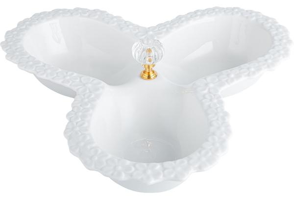 Almina 3 Bölmeli Çerezlik Kahvaltı Tabağı | Beyaz | Al-3093