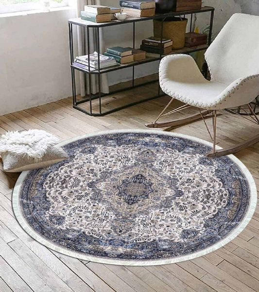 Birkilim Yuvarlak Yıkanabilir Dekoratif Halı İpeksi Kaymaz Taban | MLN-IP-YU-HT-337