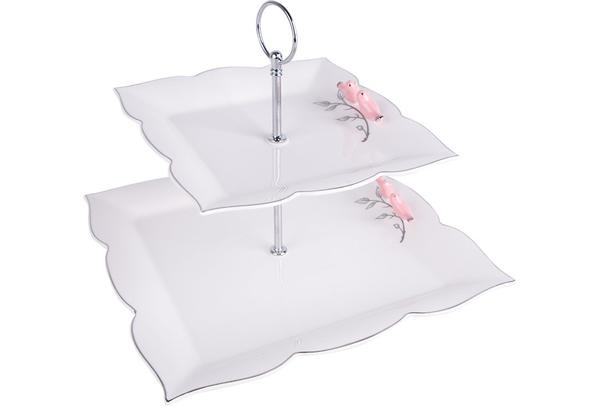 Dematex 2 Katlı Porselen Servis Tabağı | Kare | DTX-54-KARE