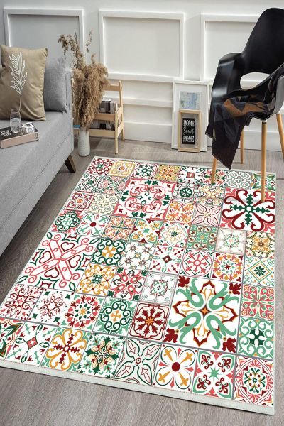Birkilim Yıkanabilir Dekoratif Halı İpeksi Kaymaz Taban | MLN-IP-HS-461