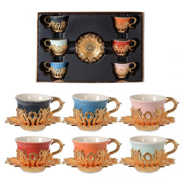 12-004-BK6-RNK-18 مجموعة القهوة الملونة AHSEN TIRYAKI | SILK-BSM050