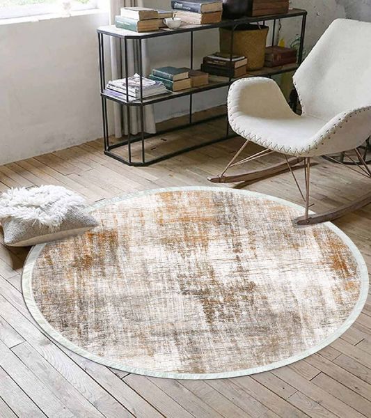 Birkilim Yuvarlak Yıkanabilir Dekoratif Halı İpeksi Kaymaz Taban | MLN-IP-YU-HY-1284