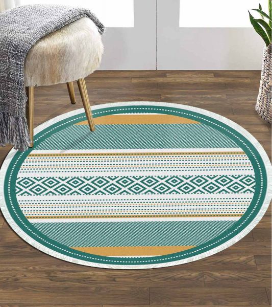 Birkilim Yuvarlak Yıkanabilir Dekoratif Halı İpeksi Kaymaz Taban | MLN-IP-YU-HT-1392