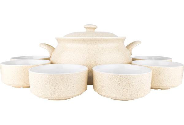 Almina Güveç Tencere Seti | Porselen | Bej | 6 Parça | AL-8104