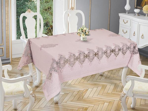 Fransız Güpürlü Azra Masa Örtüsü Pudra